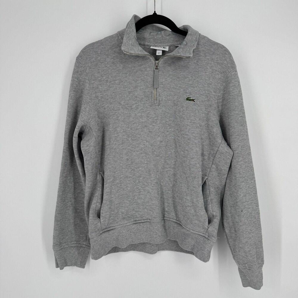 Lacoste sweatshirt womens large L quarter zip pullover preppy athleisure casual